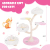 Multi-layer cat tree in pink with two perches, removable covers, and sisal scratching post for 2-4 cats.