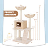 48-inch beige cat tower with sisal scratching posts, top perch, and cozy condo for climbing and lounging.