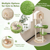 55-inch tall cat climbing stand in green with sisal scratching posts, soft cat bed, and cozy hammock for indoor kittens.