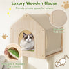 Luxury wooden cat house with breathable twill fabric and removable cushion, perfect for indoor kittens to relax.