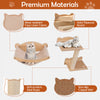 Cat wall furniture set featuring a 2-step cat tree, hammock, and sisal stairs, crafted from solid plywood and faux.