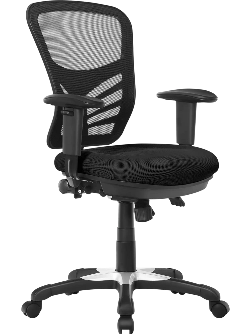 Ergonomic black mesh office chair with adjustable back height and armrests, designed for comfort and flexibility in any.