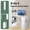 3-in-1 multifunctional desk in white with large desktop, 6-tier storage shelves for efficient organization in home or.