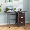 Folding Computer Laptop Desk Wheeled Home Office Furniture-Brown - Gallery View 1 of 7