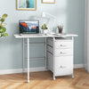Home Office Folding Computer Laptop Desk Wheeled with 3 Drawers-White - Gallery View 1 of 7