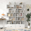 S-shaped freestanding bookshelf in white showcasing 5 open shelves, ideal for stylish storage in bedrooms or home.