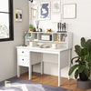 48 Inch Computer Desk with Drawers Power Outlets and 5-Cubby Hutch-White - Gallery View 1 of 11