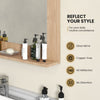 Rectangle bathroom mirror with shelf, 23.5 x 17.5 inch, brown wood frame, perfect for daily routine convenience.