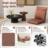 Folding floor chair in brown with adjustable backrest and headrest, ideal for gaming, reading, or napping.