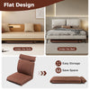 Folding floor chair in brown with 14-position backrest and flat design for easy storage, ideal for gaming or relaxation.