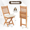 Patio folding chair set of 2 with soft seat cushions, acacia wood frame, 400 lbs capacity, ideal for outdoor use.