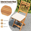 Folding patio chair made of acacia wood with soft cushion, ideal for backyard and poolside relaxation.