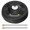 16-inch pressure washer surface cleaner with two extension wands for efficient outdoor cleaning and splash protection.