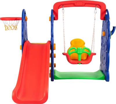 Costway 3-in-1 Junior Kids Freestanding Climber Slide Swing Basketball Hoop 29806143 New