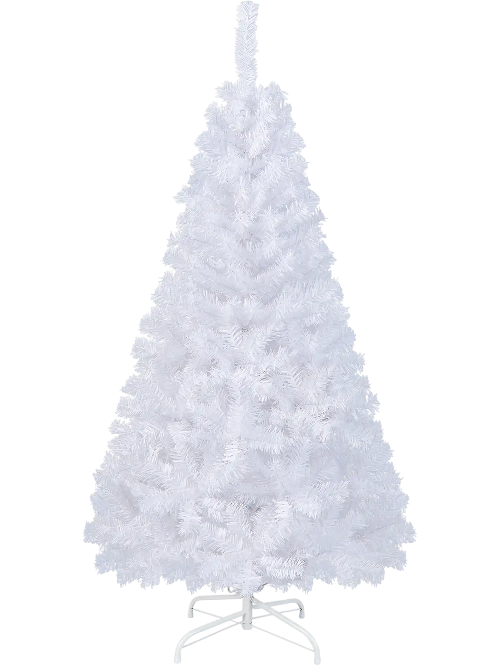 5 ft white artificial PVC Christmas tree with a durable metal stand, ideal for indoor and outdoor holiday decoration.