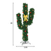 6-foot artificial cactus Christmas tree with detachable sections, adorned with vibrant ornaments and pre-lit LED lights.