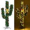 6-foot artificial cactus Christmas tree with LED lights, featuring a unique silhouette and warm glow for holiday cheer.