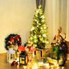 LED Christmas tree with red berries and pine cones, pre-lit with warm white lights, perfect for festive home decor.