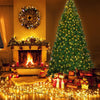 9-foot pre-lit PVC Christmas tree with 700 LED lights, decorated for a festive indoor holiday atmosphere.
