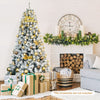 7.5 Feet Snow Flocked Hinged Artificial Christmas Tree without Lights - Gallery View 1 of 11