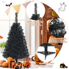Black 3 feet mini artificial tree with 116 branch tips and stable triangular base, perfect for Halloween and Christmas.