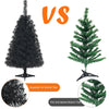 3 feet black mini artificial Christmas tree with 116 full branch tips, perfect for Halloween and festive decorations.