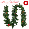 9FT pre-lit artificial Christmas garland featuring vibrant red berries and pine cones, ideal for adding holiday cheer.