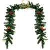 9FT pre-lit artificial Christmas garland with red berries and pine cones, featuring 100 LED lights for festive.