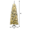 6ft pre-lit snow flocked artificial pencil Christmas tree with 250 LED lights, perfect for small spaces and festive.