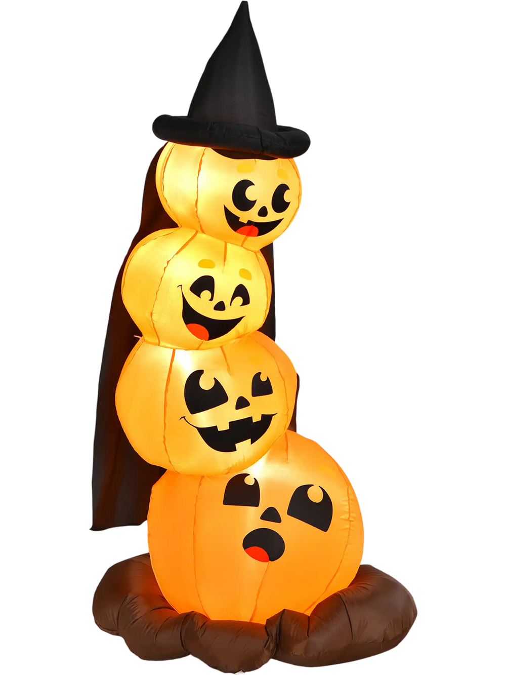 7 Feet Halloween Inflatable Pumpkin Combo with Witch's Hat and LED Lights