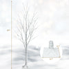 4 ft pre-lit white twig birch tree with 48 LED lights, featuring bendable branches for customizable holiday decor.