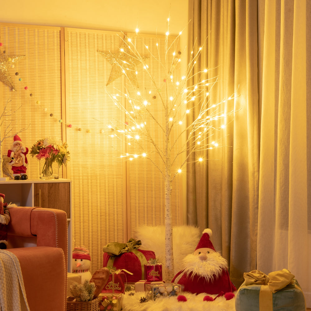 Pre-lit White Twig Birch Tree for Christmas Holiday with LED Lights-6 ft - Gallery View 1 of 10
