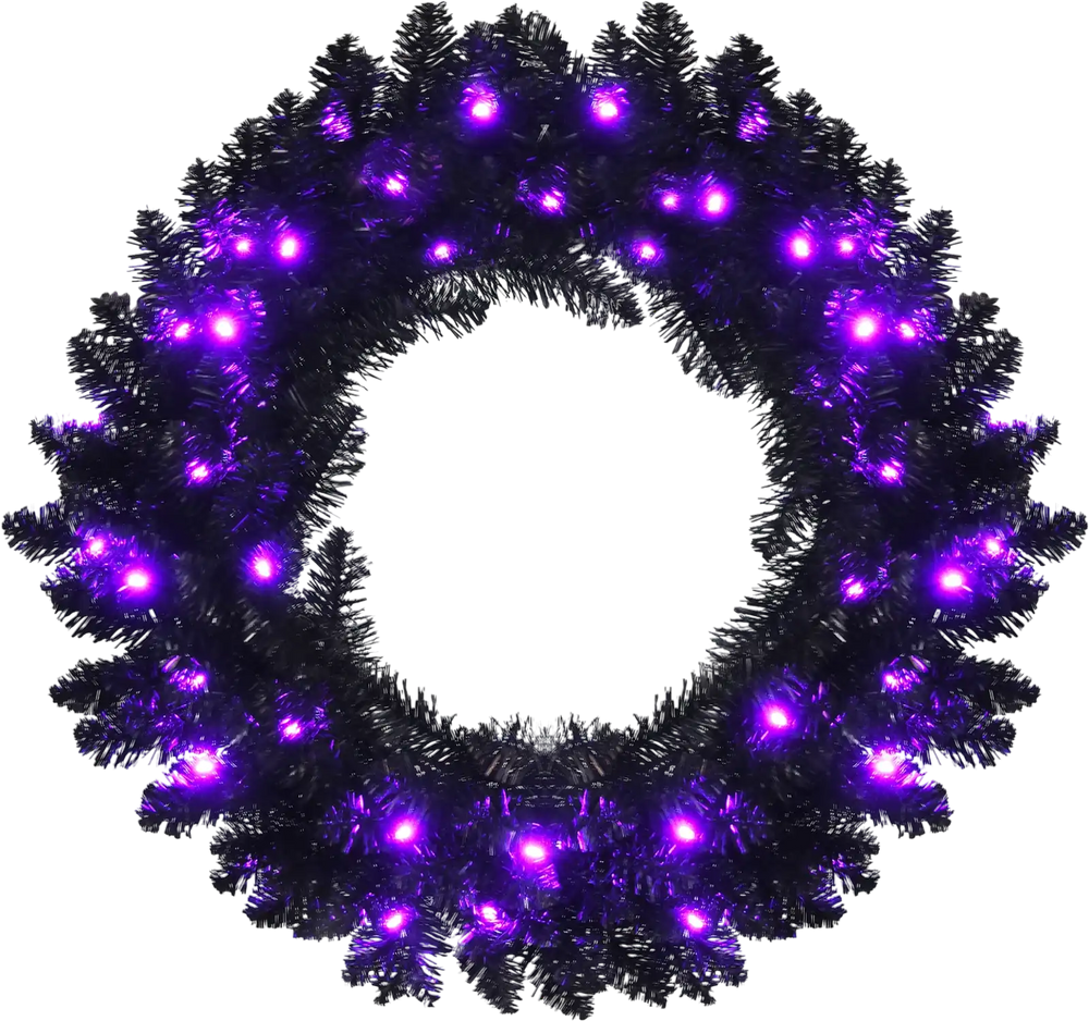 24 Inch Pre-lit Halloween Wreath with 35 Purple LED Lights