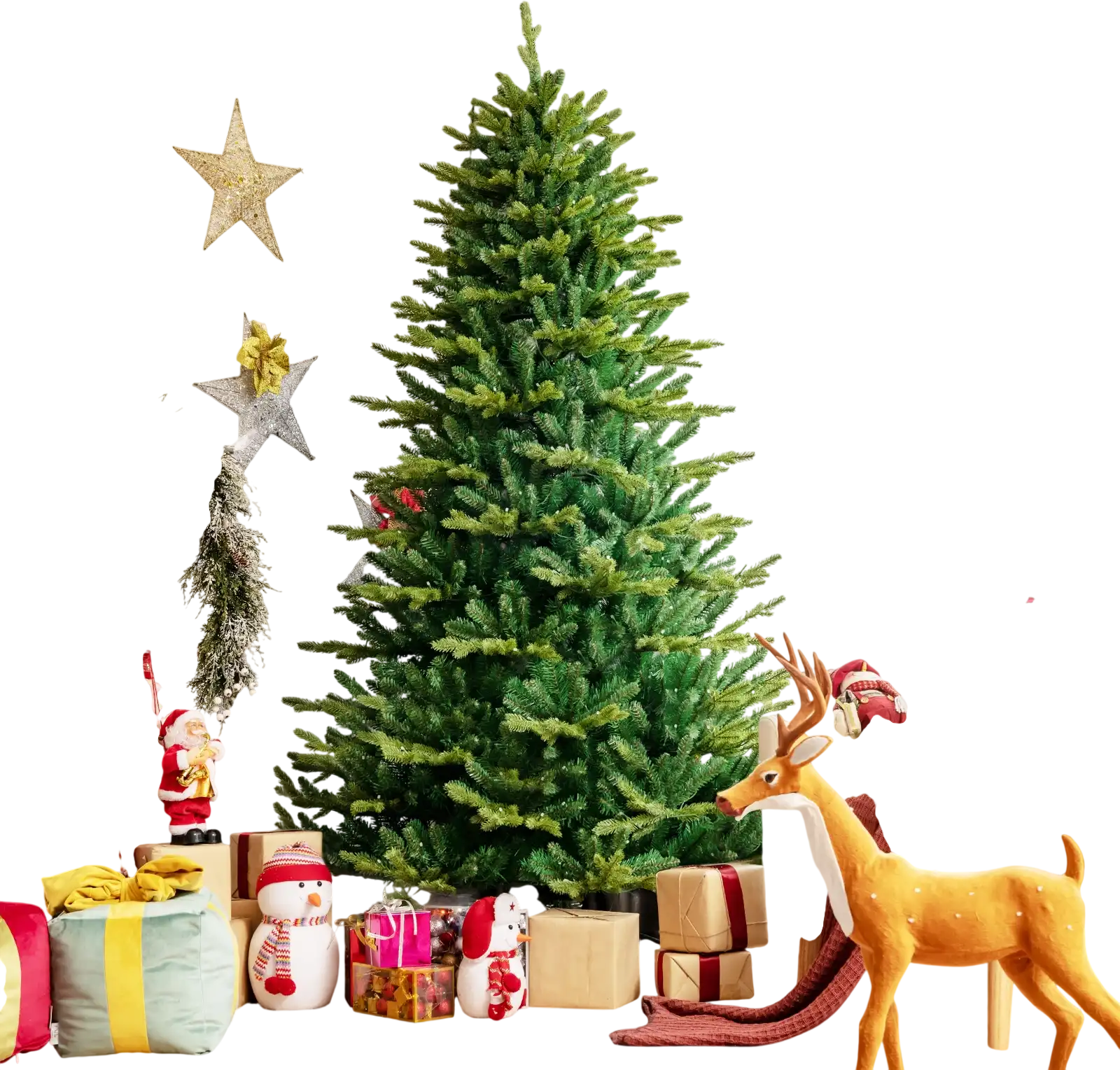 Costway Pre-lit Artificial Hinged Christmas Tree APP Controlled LED Lights 7' 19683027 New