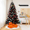 Black artificial Christmas Halloween tree with purple LED lights, 7 ft tall, perfect for festive holiday decor.