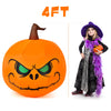 4-foot Halloween inflatable pumpkin with LED light, featuring a scary face for festive indoor and outdoor decoration.