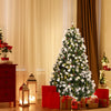 Snow flocked 6 ft Christmas tree with red berries and 250 LED lights, perfect for festive home decoration.