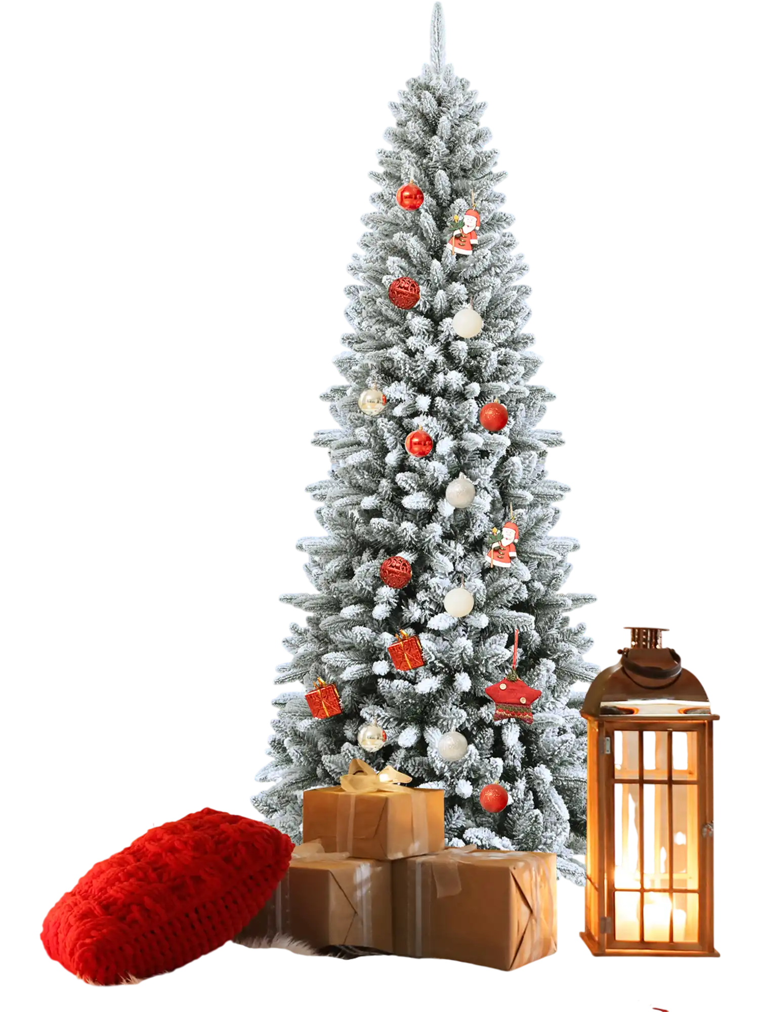 Costway 7.5' Snow-Flocked Hinged Artificial Christmas Pencil Tree Mixed Tips 86497235 New