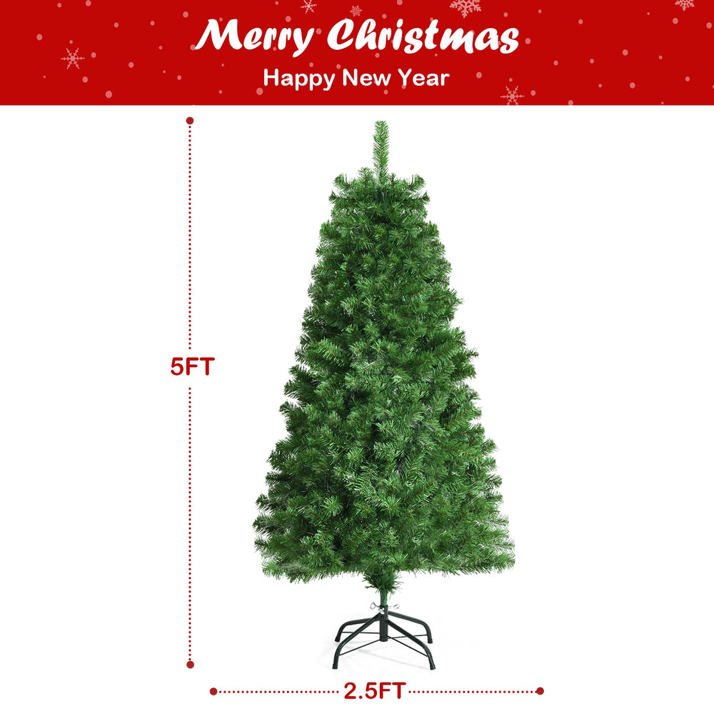 5ft pre-lit multi-colored fiber optic spruce artificial Christmas tree with a full-bodied design for festive decoration.