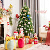 5 ft pre-lit multi-colored fiber optic spruce artificial Christmas tree with gifts, perfect for holiday decorating.