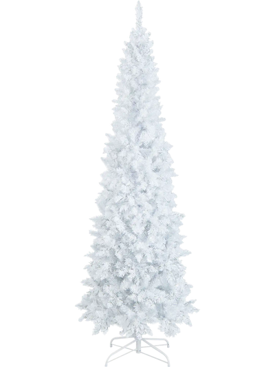 Costway 7' Pre-Lit White Pencil Christmas Tree 300 LED 8 Modes 20986751 New