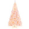 7.5 feet flocked Christmas tree with 450 warm white LED lights, perfect for festive home or office decoration.