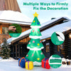 6 feet tall inflatable Christmas tree with 3 gift boxes, featuring LED lights and built-in sandbag for outdoor.