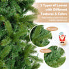Close-up of PE and PVC leaves on a 7.5 feet pre-lit artificial Christmas tree, showcasing realistic textures for.