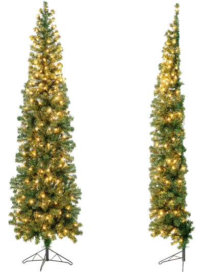 Costway 7' Prelit Half-Shape Christmas Tree 8 Lighting Modes 80521964 New
