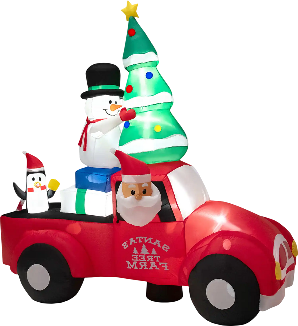 8 Feet Wide Inflatable Santa Claus Driving a Car with LED and Air Blower