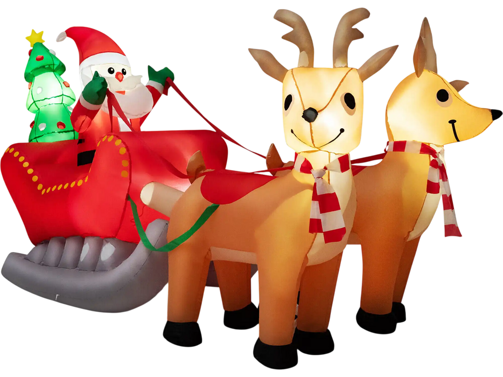 7.2 Feet Long Christmas Inflatable Santa Rides Sled with LED Lights