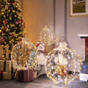Three sizes of golden Christmas LED light balls with warm and white lights, perfect for festive indoor or outdoor.