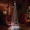 6-foot light-up spiral Christmas tree with colorful lights and star topper, perfect for festive outdoor decoration.