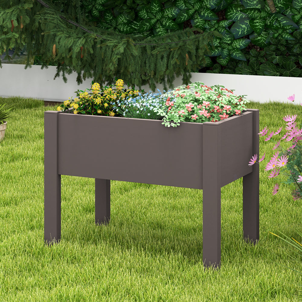 53L Raised Bed Grow Box Self-Watering Planter Box Stand with Water Level Monitor-Coffee - Gallery View 1 of 10
